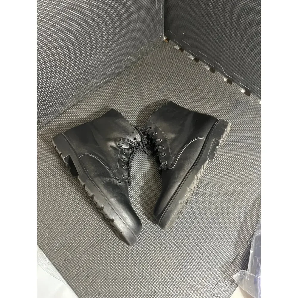 La Canadienne Womens Lace Up Black Leather Booties Moto Grunge Emo Size 9.5‎
